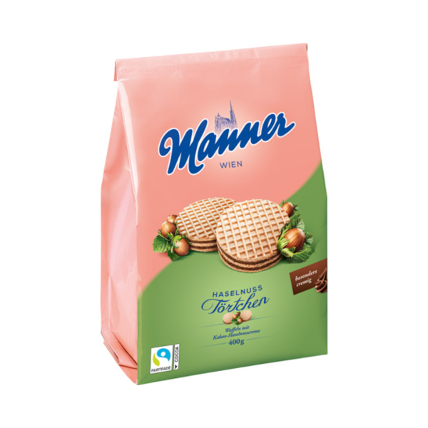 Manner Törtchen mit Kakao-Haselnusscreme, 400 Gramm Packung